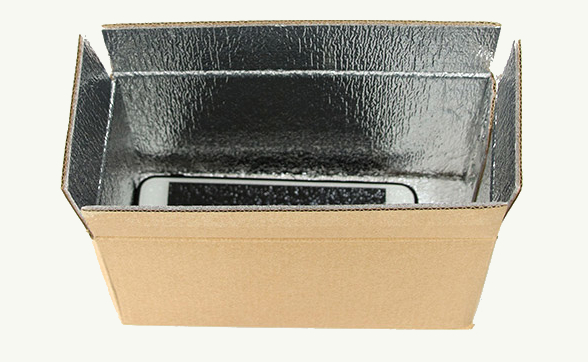 Cardboard box with metal laminate